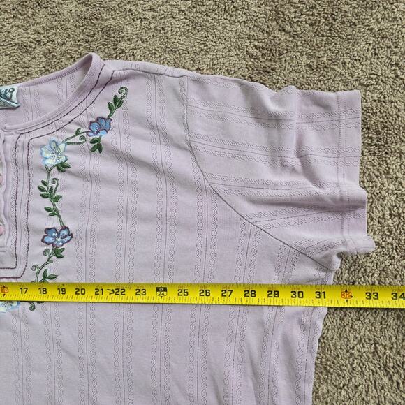 Vintage 90s Cottagecore Boho Top Womens 2X Purple Whimsi Floral Pastel Embroider - Picture 8 of 9